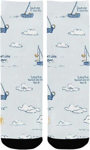 Nautical Fishing Design Blue Hiking Socks - Toddler Boys & Girls Warm Thick Thermal Winter Crew Socks for School, Daily Wear & Outdoor Activities in Kuwait