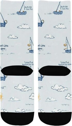 Nautical Fishing Design Blue Hiking Socks - Toddler Boys & Girls Warm Thick Thermal Winter Crew Socks for School, Daily Wear & Outdoor Activities in Kuwait