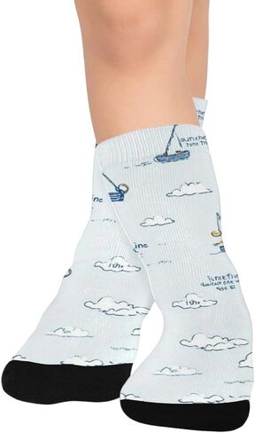 Nautical Fishing Design Blue Hiking Socks - Toddler Boys & Girls Warm Thick Thermal Winter Crew Socks for School, Daily Wear & Outdoor Activities in Kuwait