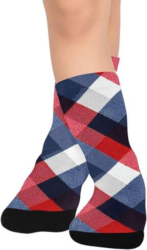 جوارب المشي لمسافات طويلة شبكية كلاسيكية منقوشة باللون الأحمر - جوارب شتوية حرارية سميكة دافئة للأولاد والبنات للمدرسة، والارتداء اليومي والأنشطة الخارجية in Kuwait