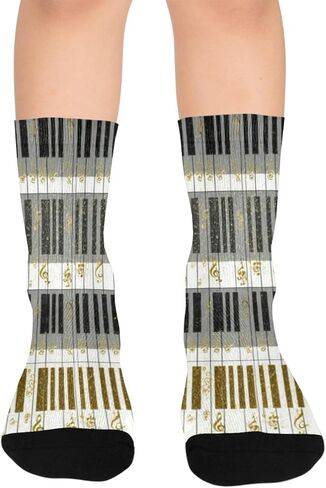 جوارب فنية للتنزه سيرًا على الأقدام من مفاتيح موسيقى البيانو - جوارب شتوية حرارية سميكة دافئة للأولاد والبنات للمدرسة، والارتداء اليومي والأنشطة الخارجية in Kuwait