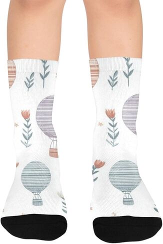 جوارب أرنب للمشي لمسافات طويلة على شكل زهور وبالونات - جوارب شتوية حرارية سميكة دافئة للأولاد والبنات للمدرسة، والارتداء اليومي والأنشطة الخارجية in Kuwait