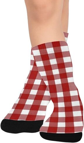 جوارب المشي لمسافات طويلة بنمط مربعات بيضاء كلاسيكية - جوارب شتوية حرارية سميكة دافئة للأطفال الصغار للأولاد والبنات للمدرسة، والارتداء اليومي والأنشطة الخارجية in Kuwait