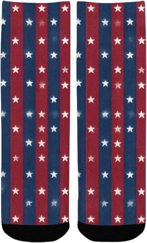 جوارب للمشي لمسافات طويلة مخططة بنجمة زرقاء حمراء - جوارب شتوية حرارية سميكة دافئة للأولاد والبنات الصغار للمدرسة، والارتداء اليومي والأنشطة الخارجية in Kuwait