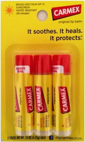 Carmex Classic Medicated Lip Balm, SPF 15, 3 ct (Stick in Blister Pack) in Saudi Arabia