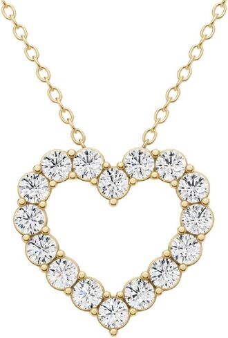 الكلاسيكيات الخالدة 14K Gold Lab Grown Diamond Heart Neckalce قلادة للنساء من 0.50-2 CTW | اللون E-F | وضوح VS1-VS2 in Kuwait