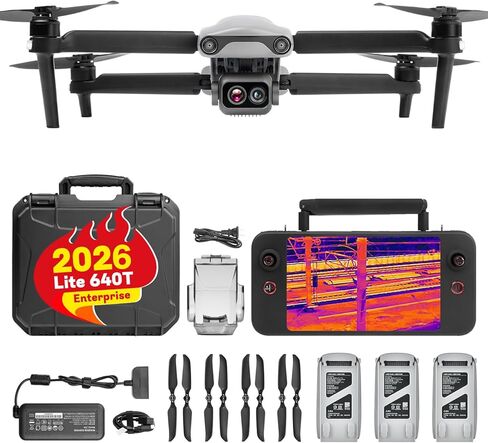 Autel Robotics EVO Lite 640T Enterprise، 640 * 512 30 هرتز T~hermal & 1/2 بوصة CMOS 48MP C-amera، التعرف على أهداف الذكاء الاصطناعي، 40 دقيقة، ناقل حركة 12 كيلومتر، يدعم معرف جهاز التحكم عن بعد in Saudi Arabia