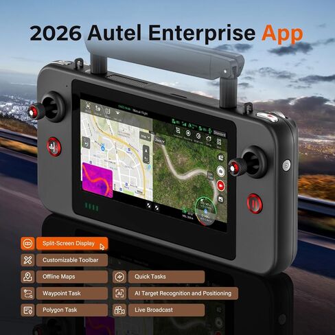 Autel Robotics EVO Lite 640T Enterprise، 640 * 512 30 هرتز T~hermal & 1/2 بوصة CMOS 48MP C-amera، التعرف على أهداف الذكاء الاصطناعي، 40 دقيقة، ناقل حركة 12 كيلومتر، يدعم معرف جهاز التحكم عن بعد in Saudi Arabia