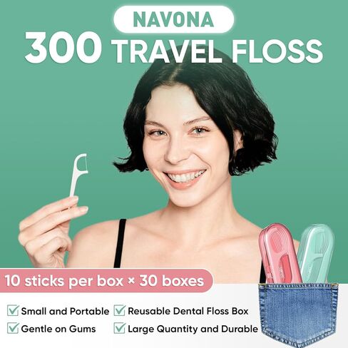 300 Dental Floss Picks, 30 Packs Dental Flossers with Floss Pick Case, Stocking Stuffers Adults, Bulk Stocking Stuffers for Adults, Party Favors Adult in Kuwait