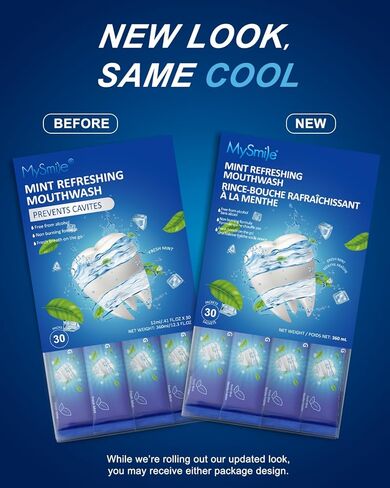 MySmile Mouthwash Alcohol Free, Mouth Wash for Adults, Travel Mouthwash, Oral Rinse Helps Kill 99% of Bad Breath Germs, Prevents Cavities, Fluoride Free, Fresh Mint, 30 Uses in Kuwait