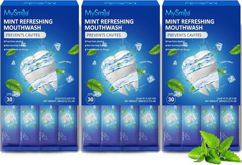 MySmile Mouthwash Alcohol Free, Mouth Wash for Adults, Travel Mouthwash, Oral Rinse Helps Kill 99% of Bad Breath Germs, Prevents Cavities, Fluoride Free, Fresh Mint, 30 Uses in Kuwait