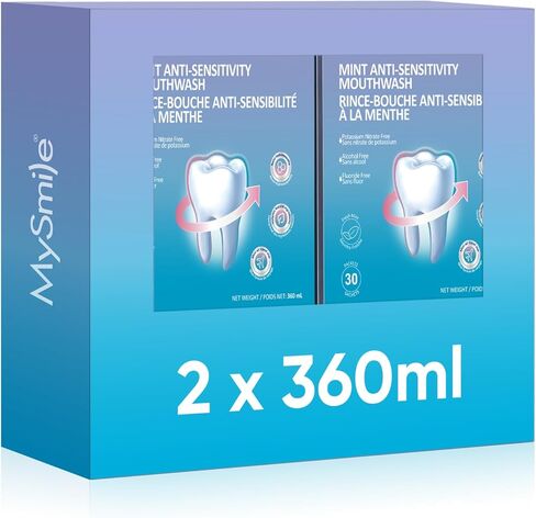 MySmile Mouthwash Alcohol Free, Mouth Wash for Adults, Travel Mouthwash, Oral Rinse Helps Kill 99% of Bad Breath Germs, Prevents Cavities, Fluoride Free, Fresh Mint, 30 Uses in Kuwait