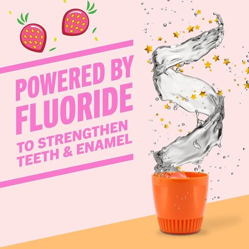 TheraBreath Kids Mouthwash with Fluoride, Organic Strawberry Splash, Anticavity, 16 fl oz, 2 Pack in Kuwait