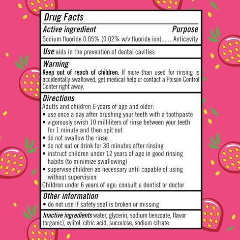 TheraBreath Kids Mouthwash with Fluoride, Organic Strawberry Splash, Anticavity, 16 fl oz, 2 Pack in Kuwait