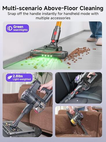 MONSGA Cordless Vacuum Cleaner, 45KPa 400W Stick Vacuum for Home, 50Mins Anti-Tangled Vacuum Cleaner with Charging Dock, Light-Weighted Handheld Vacuum for Pet Hair/Carpet/Floor, LED Touch Display in Saudi Arabia