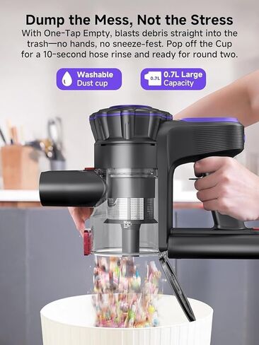 MONSGA Cordless Vacuum Cleaner, 45KPa 400W Stick Vacuum for Home, 50Mins Anti-Tangled Vacuum Cleaner with Charging Dock, Light-Weighted Handheld Vacuum for Pet Hair/Carpet/Floor, LED Touch Display in Saudi Arabia
