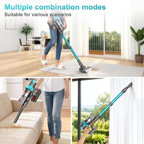 مكنسة كهربائية لاسلكية، 55 كيلو باسكال 70 دقيقة مكنسة كهربائية للمنزل مع شاشة LED وقائم بذاته، مكنسة كهربائية مع فرشاة مضادة للتشابك وشحن على الحائط، مكانس كهربائية لشعر الحيوانات الأليفة / السجاد / الأرضيات in Kuwait