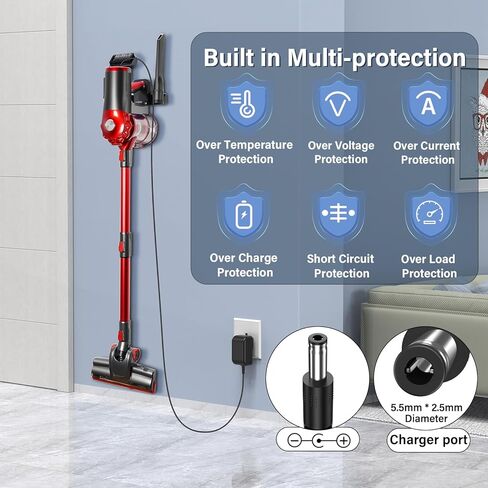26V Charger for 22.2V Cordless Vacuum Cleaner Replacement Power Cord for elezon, for Nioga for Ciogu for NADALY 22.2V Lithium Ion Battery Cordless Stick Vacuum Cleaner 500mAh AC DC Adapter in Saudi Arabia