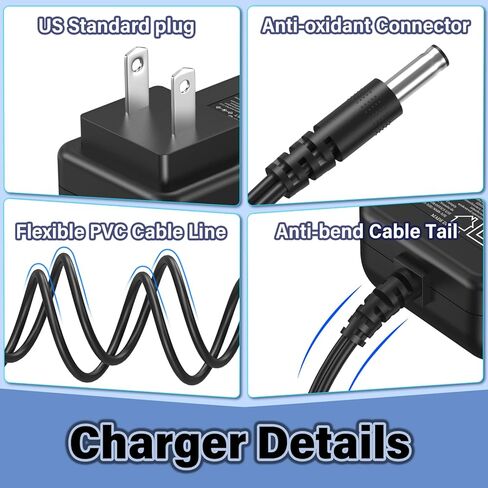 26V Charger for 22.2V Cordless Vacuum Cleaner Replacement Power Cord for elezon, for Nioga for Ciogu for NADALY 22.2V Lithium Ion Battery Cordless Stick Vacuum Cleaner 500mAh AC DC Adapter in Saudi Arabia