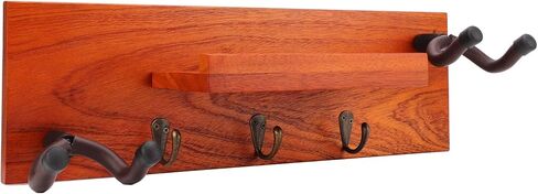 حامل شماعات على الحائط للجيتار، رف خشبي 4 في 1 متعدد الوظائف، حامل جداري للجيتار الخشبي مع إطار حديدي ومنصات سيليكون، للقيثارات الصوتية والكلاسيكية، in Kuwait