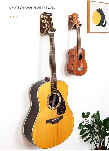 حامل جداري للجيتار الخشبي الفاخر، هيكل من خشب الجوز الرقائقي، شماعة أدوات مثبتة على الحائط للقيثارات والقيثارة وخطاف عرض تخزين المعدات الموسيقية in Kuwait