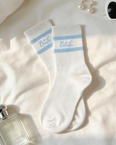 جوارب العروس ، والعروس الزرقاء البيضاء لتكون شيئًا زرقاء هدايا العازبة الحفلات حفلات الزفاف هدية أحذية الزفاف in Kuwait