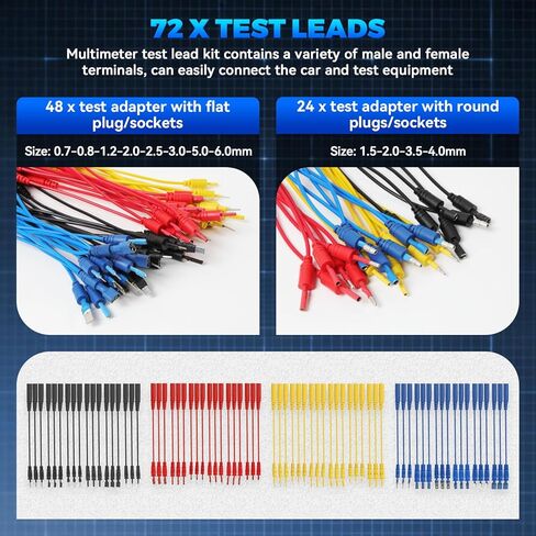 Autory 104PCS Automotive Circuit Test Leads Kit, Multimeter Terminal Test Leads Kit Multi Function Probe Test Kit with Heavy Duty Back Probes Test Lead Set Wire Connectors Set with Black Carrying Case in Kuwait