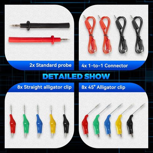 Autory 104PCS Automotive Circuit Test Leads Kit, Multimeter Terminal Test Leads Kit Multi Function Probe Test Kit with Heavy Duty Back Probes Test Lead Set Wire Connectors Set with Black Carrying Case in Kuwait