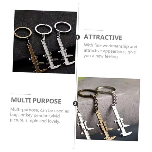 SHERCHPRY 3sets Keychain Tool Titanium Keychain Ruler Pocket Caliper Novelty Metal Key Chain Hanging Ornaments Pendant 5pcs*3 in Saudi Arabia