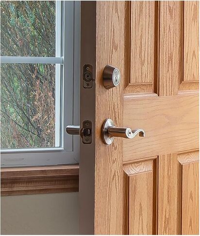 HomeStock Round Corner - Single Cylinder Keyed Entry Lock - Satin Nickel in Saudi Arabia