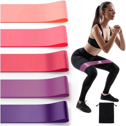 Exercise Resistance Loop Bands with Instruction Guide and Carry Bag, Set of 5 in Saudi Arabia