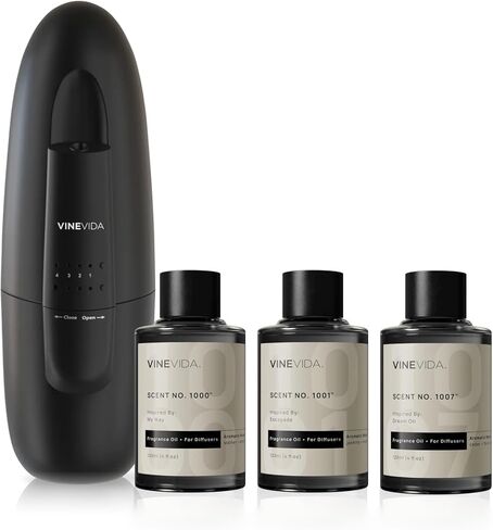 VINEVIDA Waterless Diffuser and 3 Top Selling Hotel Fragrance Oils - Essential Oil Diffuser for Home - Room Fragrance Air Diffuser [White Aroma Diffuser] in Kuwait