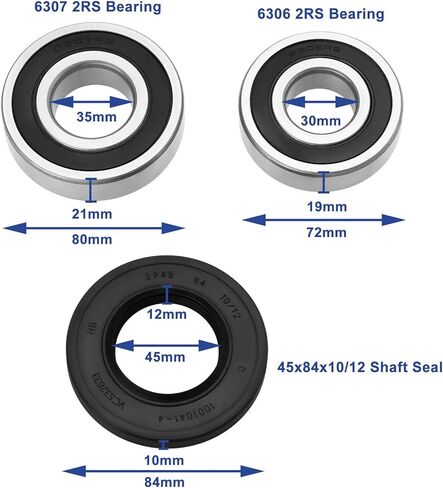 1 Set Washing Machine Ball Bearing and Seal Kit Bearing 6306 6307 2RS Shaft Seal 45x84x10/12 Repair Kit Compatible with Samsung Washing Machine in Saudi Arabia