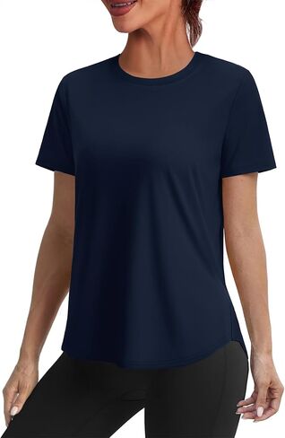 Alaroo Womens Workout Tops Sun Protection Running Pliates Athletic Lightweight Short Sleeve Tops for Women Fitness Clothing in Saudi Arabia