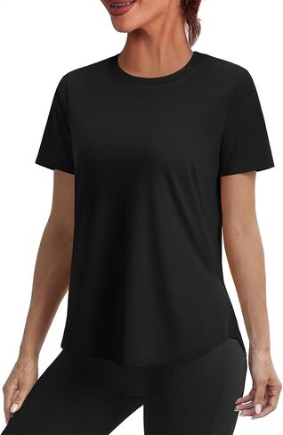 Alaroo Womens Workout Tops Sun Protection Running Pliates Athletic Lightweight Short Sleeve Tops for Women Fitness Clothing in Saudi Arabia