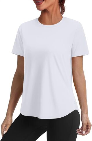 Alaroo Womens Workout Tops Sun Protection Running Pliates Athletic Lightweight Short Sleeve Tops for Women Fitness Clothing in Saudi Arabia
