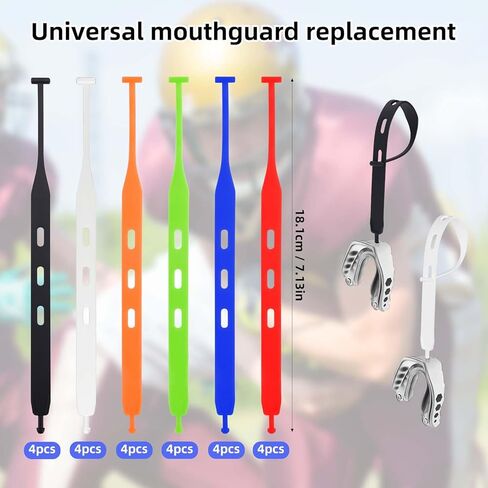 24pcs Rugby Mouth Guard Tether Only, 18.1cm/7.13in Universal Football Mouth Guard Mouthguard Replacement Strap Helmet Accessories for Teens Sports Boxing Hockey Basketball (6 Colors) in Saudi Arabia