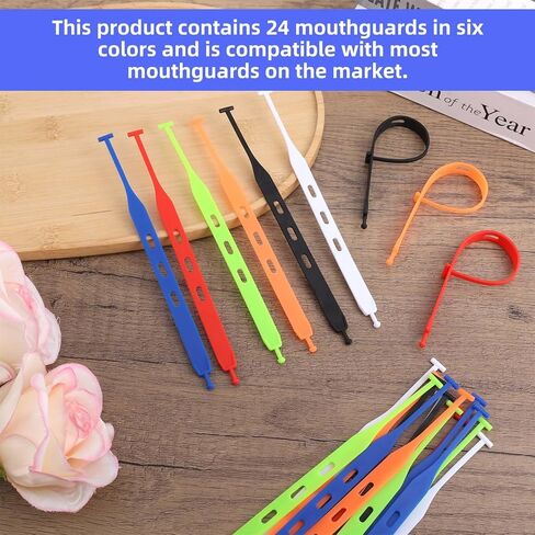 24pcs Rugby Mouth Guard Tether Only, 18.1cm/7.13in Universal Football Mouth Guard Mouthguard Replacement Strap Helmet Accessories for Teens Sports Boxing Hockey Basketball (6 Colors) in Saudi Arabia