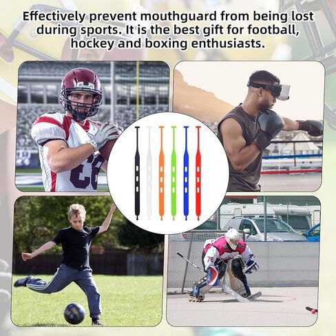 24pcs Rugby Mouth Guard Tether Only, 18.1cm/7.13in Universal Football Mouth Guard Mouthguard Replacement Strap Helmet Accessories for Teens Sports Boxing Hockey Basketball (6 Colors) in Saudi Arabia