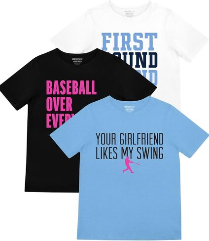 مجموعة تي شيرت شبابي من Baseball Lifestyle 101 First Round Bound للأولاد بمقاسات شبابية S-XL in Kuwait