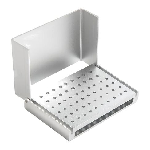 Dental Burs Block Holder Case Disinfection for FG and CA Burs Diamond Burs Aluminium Autoclavable Opening Box 58 Holes Sliver in Kuwait