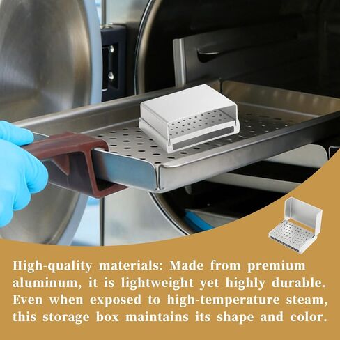 Dental Burs Block Holder Case Disinfection for FG and CA Burs Diamond Burs Aluminium Autoclavable Opening Box 58 Holes Sliver in Kuwait