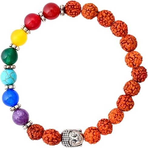5 Mukhi Rudraksha Bracelet Suitable For Yoga, Meditation 5 Face Nepali Panchmukhi Rudraksh Natural Healing Round Bead Stretchable Elastic Bracelet Daily Fashion Wear Men & Women (8.5 Mm) in Kuwait