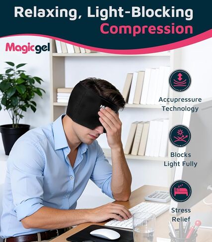 Magic Gel Migraine Relief Cap, 180° Cooling Gel Headache Relief Cap for Migraines, Ice Cap for Head, Mask & Cold Compress Head Wrap for Migraine, Hangover, Stress & Sinus Headache Relief (Black) in Kuwait