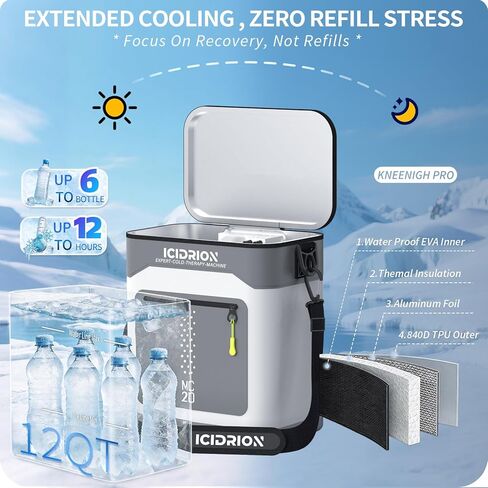 Ice Machine for Knee After Surgery, Programmable Cold Therapy Machine w/Temp Disp, 12H Knee Ice Machine Pain Relief, 12QT/Ultra-Quiet,Cryotherapy for Knee Replacement Shoulder Hip in Saudi Arabia