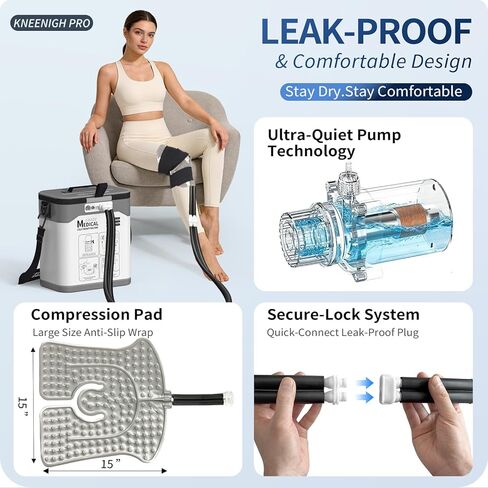 Ice Machine for Knee After Surgery, Programmable Cold Therapy Machine w/Temp Disp, 12H Knee Ice Machine Pain Relief, 12QT/Ultra-Quiet,Cryotherapy for Knee Replacement Shoulder Hip in Saudi Arabia