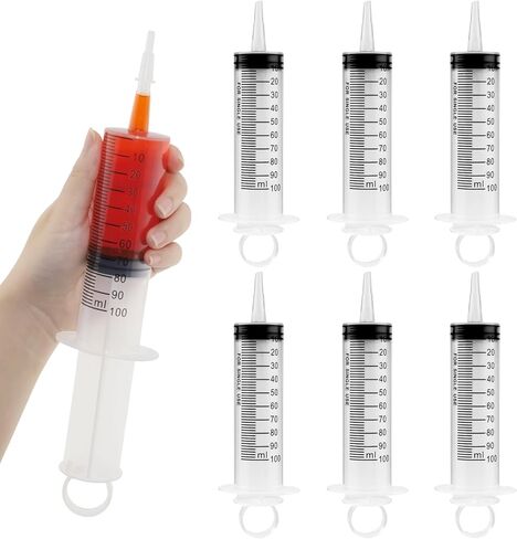 6 عبوات من المحاقن البلاستيكية الكبيرة مع قياس السوائل، وحفلات جيلو شوت، وطلاب الطب، والفم، والمختبرات العلمية، والقياس، والتوزيع، والرعاية المنزلية (150 مل) in Kuwait