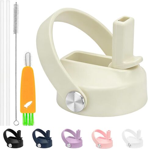 Straw Lid for Hydro Flask Wide Mouth,Lids with Straw for Hydroflask 12 16 18 20 32 40 oz Wide Mouth,Leak-Proof Drinking Cap with Flexible Handle,Top Sport Bottle Lids with Lid Brush,Pink in Kuwait