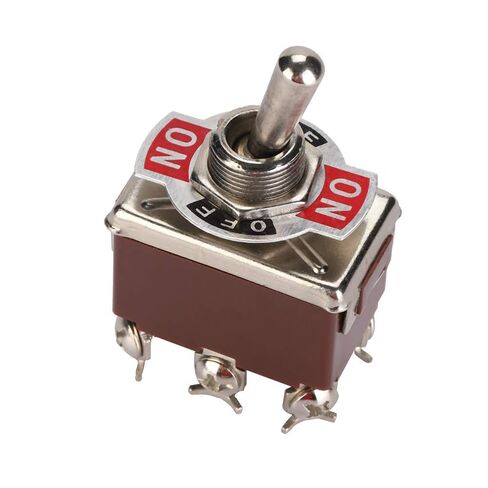 5 قطع تبديل DPDT 6 Pin3 محطة موضع التشغيل على 15A، تبديل الصمام الميكانيكي، فتحة تركيب 12 مم، مقبض دائري معدني يمكن التحكم فيه يدويًا للأغراض الصناعية in Kuwait