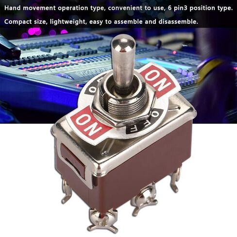 5 قطع تبديل DPDT 6 Pin3 محطة موضع التشغيل على 15A، تبديل الصمام الميكانيكي، فتحة تركيب 12 مم، مقبض دائري معدني يمكن التحكم فيه يدويًا للأغراض الصناعية in Kuwait
